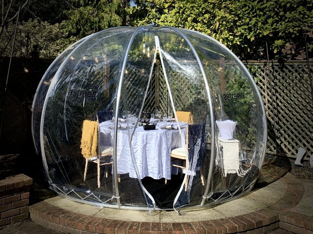 Clear igloo dining in Sussex