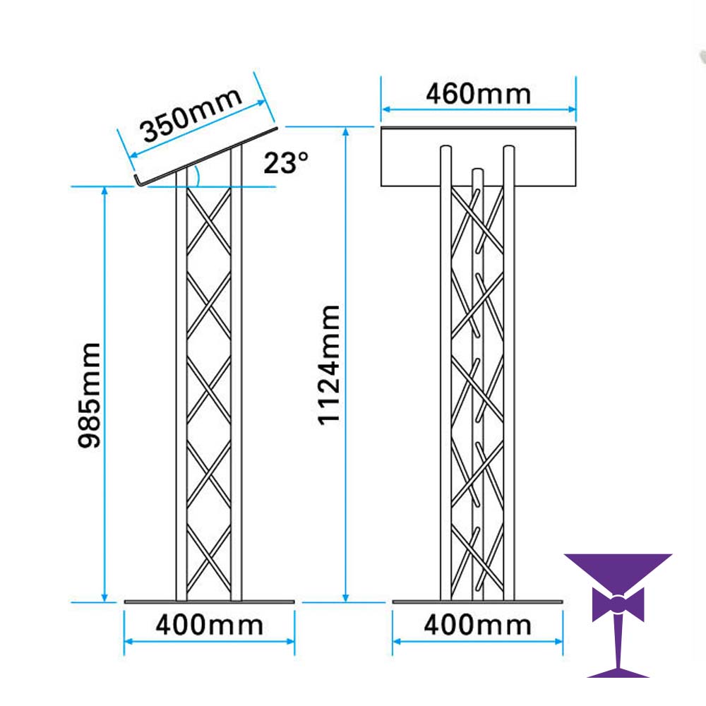 Lectern hire London - Measurements