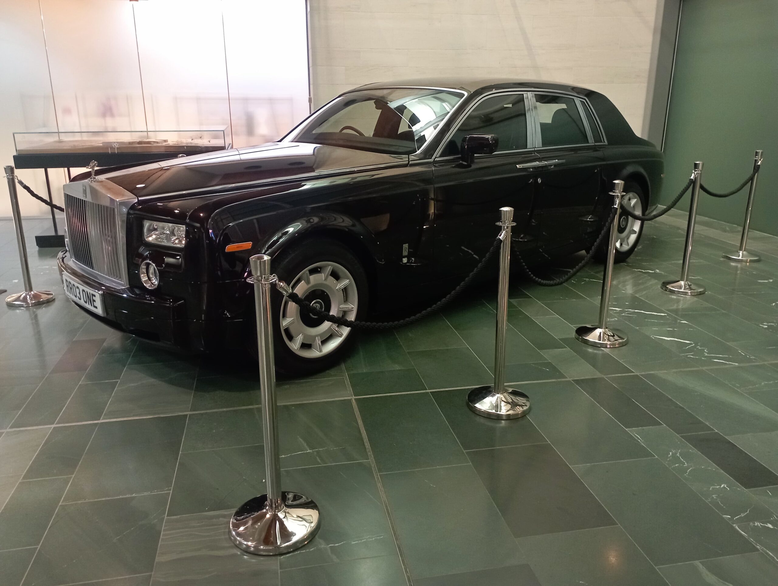 Silver Posts & Black Ropes For Hire at Rolls Royce