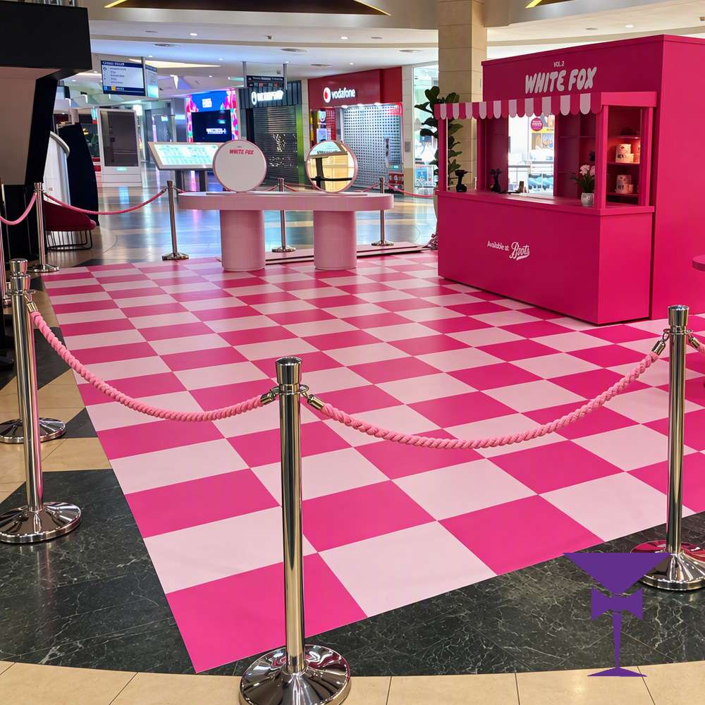 Pink Ropes With Silver Stanchion Posts for White Fox at Bluewater