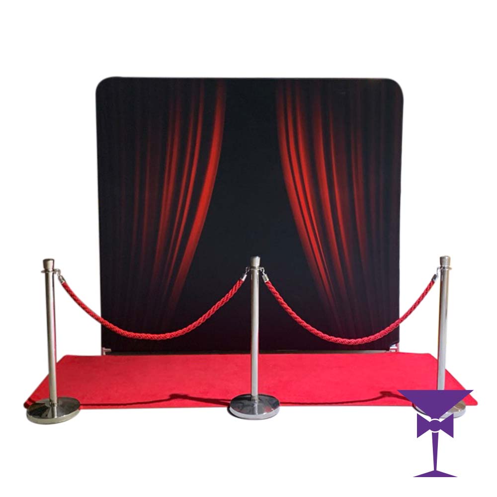 Red Curtains Backdrop & Carpet Package