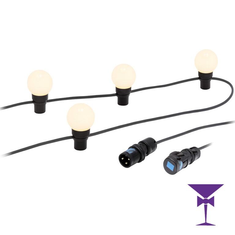 25m Festoon Lighting With Warm White Bulbs