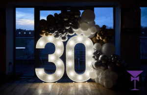 Sunset at Old Reigatian With Our Light Up Numbers & Balloons