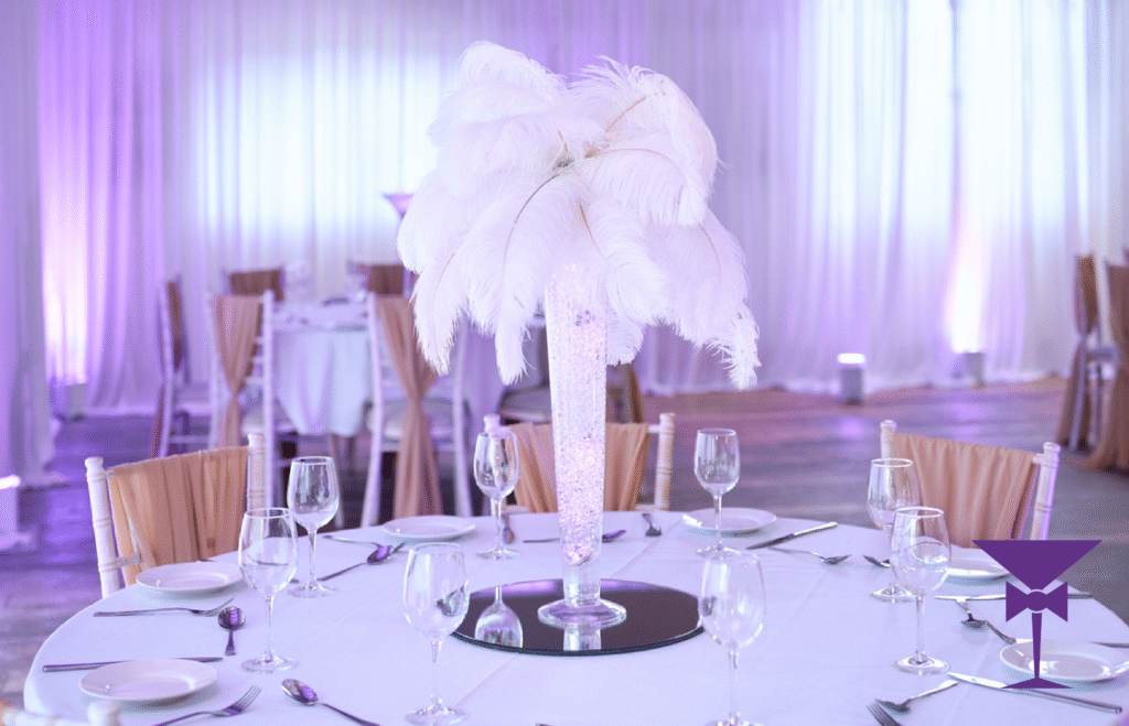Wedding breakfast setup at Old Reigatian Venue Hire
