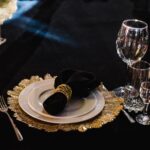 Serving,,Setting,Table.,Plate,Decorated,Linen,Black,Napkin,And,Silverware