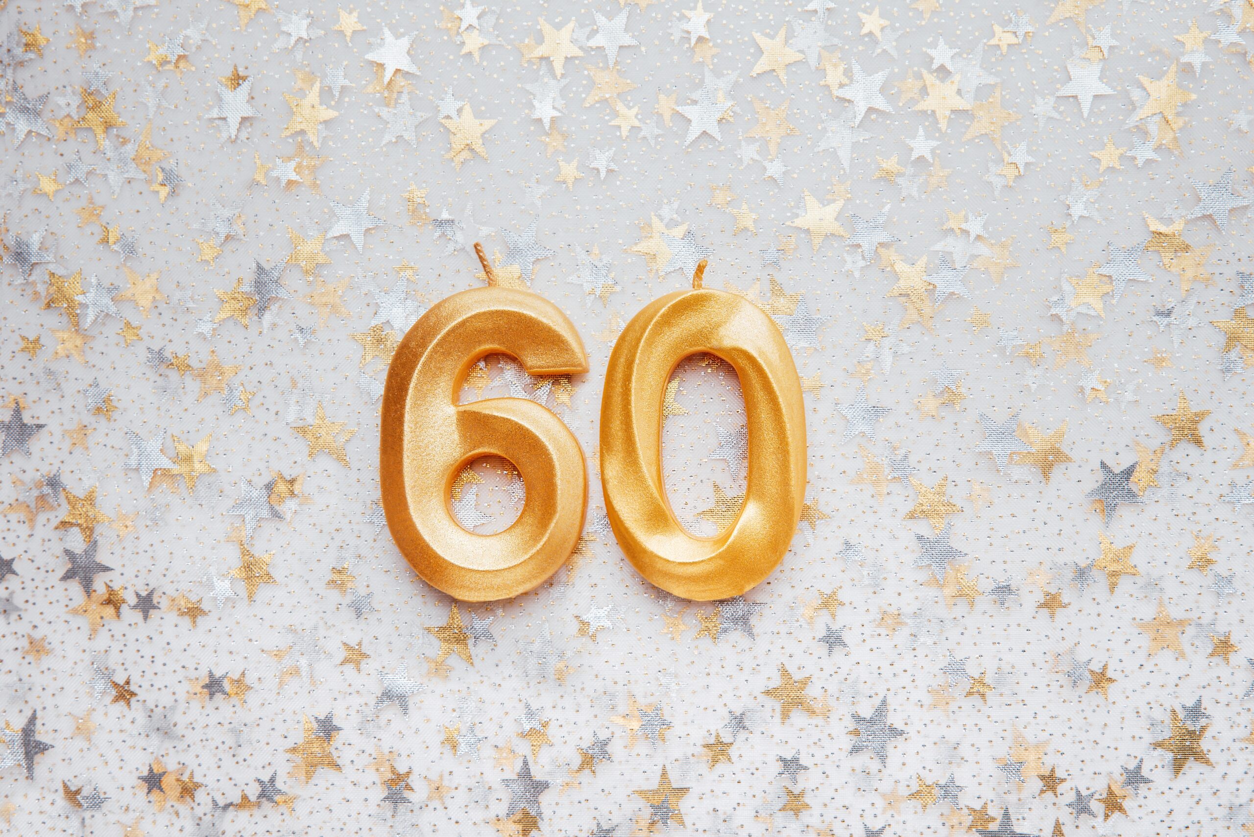 Number,60,Sixty,Golden,Celebration,Birthday,Candle,On,Festive,Background.