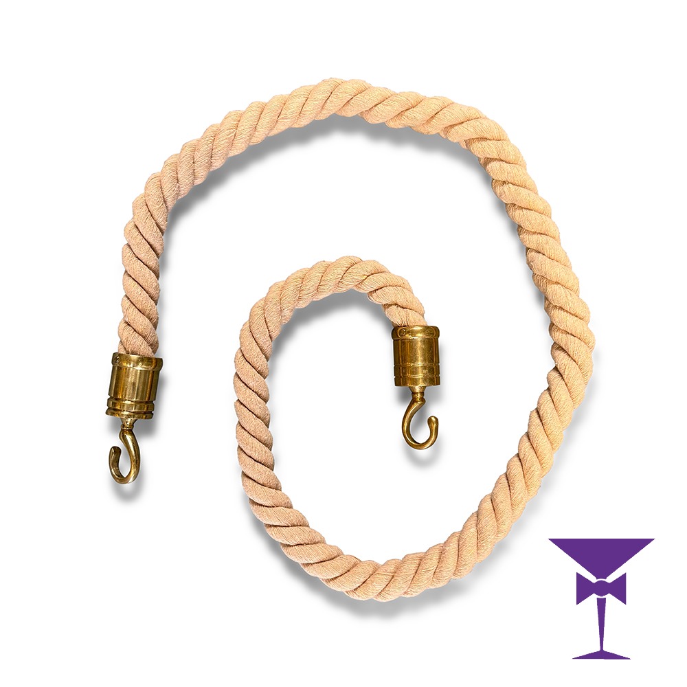 Khaki Gold Stanchion Rope With Gold Hooks