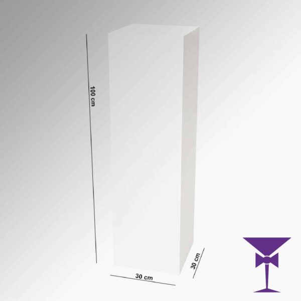 White Display Plinth Pedestal Hire - 100cm x 30cm x 30cm