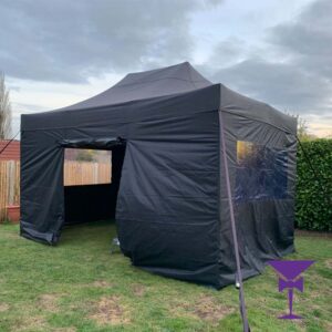 3 x 4.5 Metre Black Gazebo - With Walls