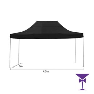 3 x 4.5 Metre Black Gazebo - Open Sided