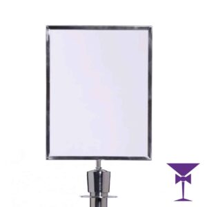 Silver Stanchion Post With A4 Signage Holder - Silver