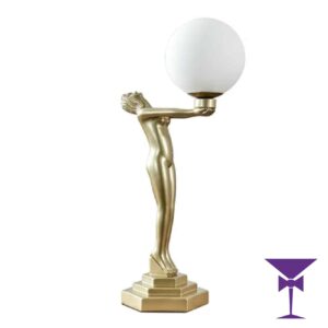 Art Deco Lady Holding Globe Lamp