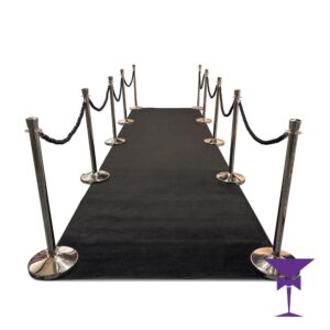 Black Carpet Hire - Package 6 (Silver Posts) 1.6 Metre x 6 Metre