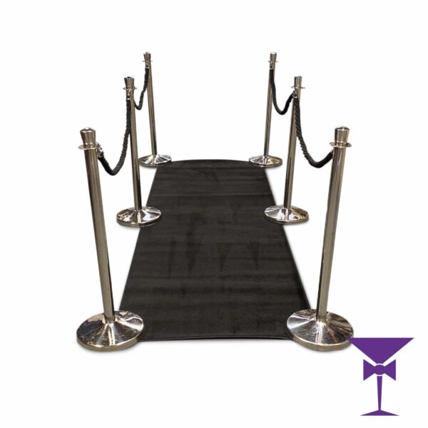 Black Carpet Hire - Package 3 (Silver Posts) 1 Metre x 3 Metre