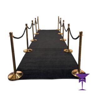Black Carpet Hire - Package 6 (Gold Posts) 1.6 Metre x 6 Metre