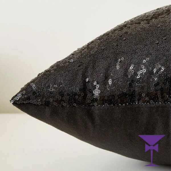 Black Sequin Cushion - 45x45cm - Image 2