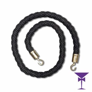 Black Twist Stanchion Rope With Gold Hooks