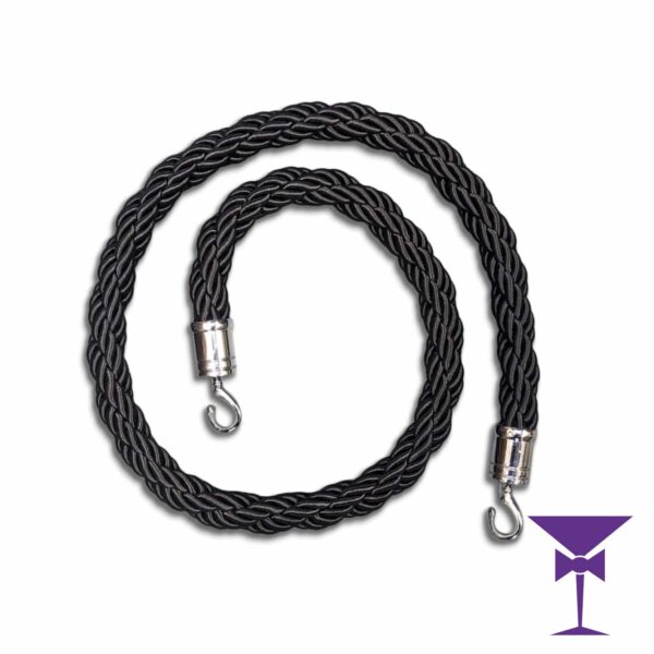 Black Stanchion Rope With Silver Hooks