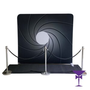 James Bond Barrel Backdrop & Black Carpet Package