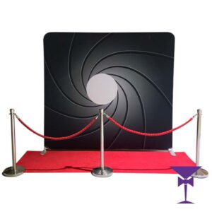 James Bond Barrel Backdrop & Red Carpet Package