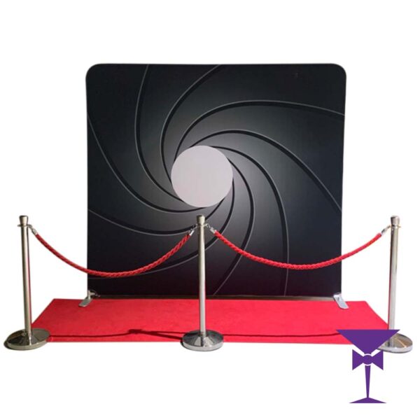 James Bond Barrel Backdrop & Red Carpet Package
