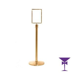 Gold Stanchion Post With A4 Signage Holder