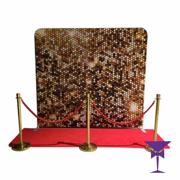 Gold Sequin Stretch Backdrop With Red Carpet Package