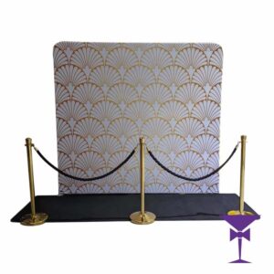 Great Gatsby White & Gold Backdrop With Black Carpet Package