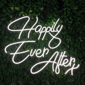 Happily Ever After LED Neon Sign Hire (Sign With Copper Backdrop)