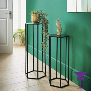 Medium Black Hexaganol Plinth - 75cm