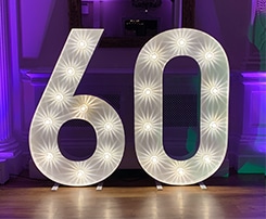 Illiminated light up number hire Sussex
