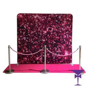 Pink Sequin Stretch Backdrop Hire With Pink Carpet Package