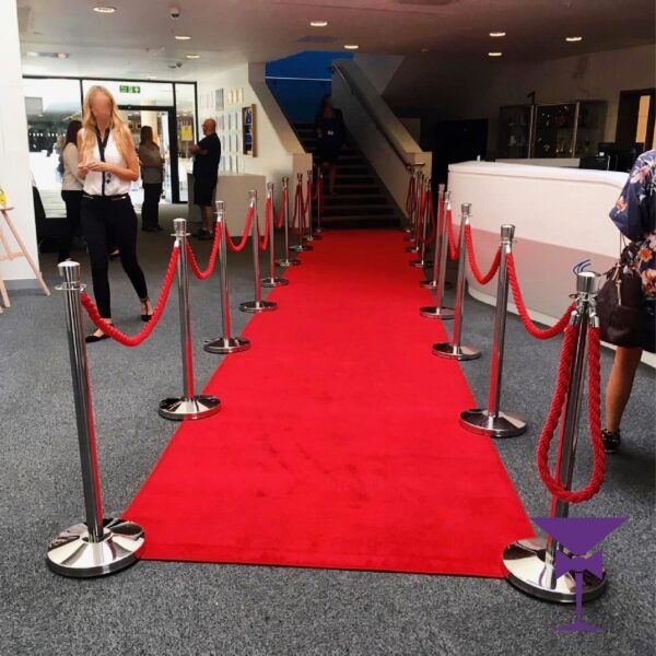 RED CARPET HIRE PACKAGE 2 (1.5x10 METRE RED CARPET)​-Silver Posts