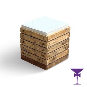 Rustic Pallet Wood Cube Seat - Cream Cushion