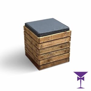 Rustic Pallet Wood Cube Seat - Grey Cushion