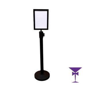 Black Tension Barrier With A4 Portrait Sign Holder