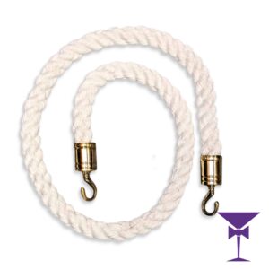 White Stanchion Rope With Gold Hooks