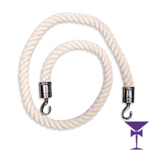 White Stanchion Rope With Silver Hooks