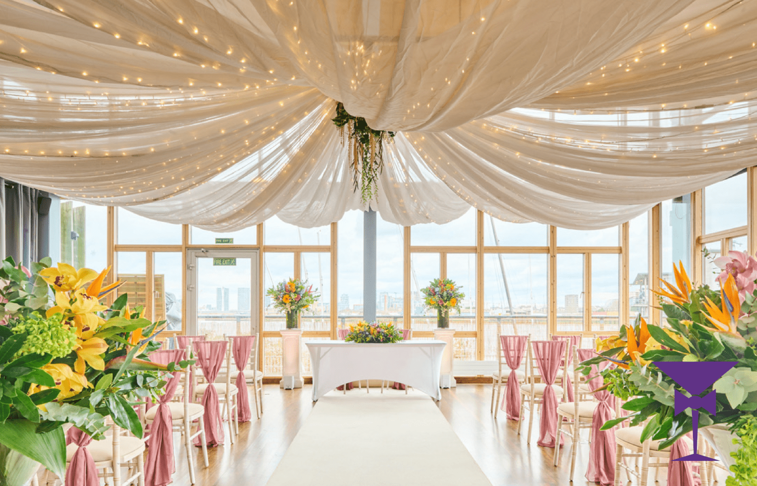 Wedding Ceremony setup by Daniel Lay Event Services at Greenwich Yacht Club