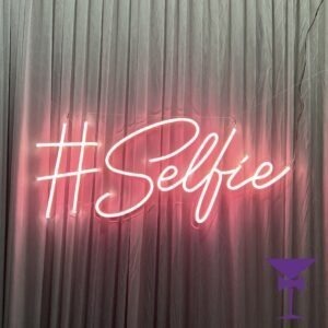 Selfie-LED-Neon-Hire-Close-Up - Selfie Pink LED Neon Hire - Available in London & Surrounding areas.