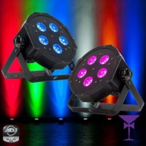 ADJ-Mega-Par-Profile-Plus-Wired-Uplighter-Hire - Wired uplighter hire in London & Sussex. Rent uplighters for your next event.