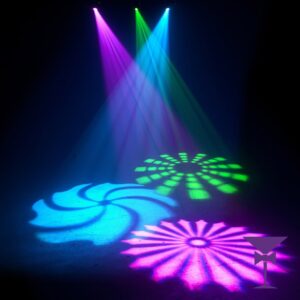 ADJ-Moving-Head-Light-Hire-London-Kent-Surrey-Sussex-01 - Our moving heads output a wide range of colours and patterns.