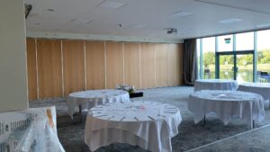 Our white wall drape hire is available in 3 metre widths. Before Applying White Pleated Drape in London, Kent, Surrey & Sussex
