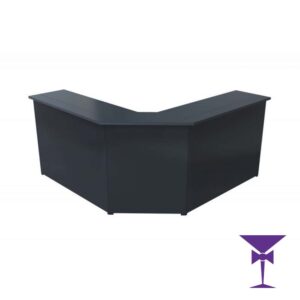 Modern-Black-Corner-Bar-Surrey-Sussex-Kent-London - Hire our modern gloss black full corner bar for your event. We offer bar hire in Surrey, Kent, Sussex & London.
