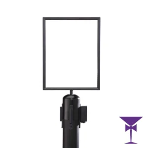Retractable Barrier Signage Holder Black - A4 Signage Holder for our Tension Barriers. All of our barriers are available for hire throughout London, Surrey, Kent & Sussex