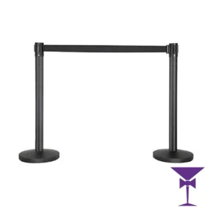 Tension-Belt-Barrier-Hire-London-Surrey-Kent-Sussex - Luxury black belt retractable Tension barrier hire