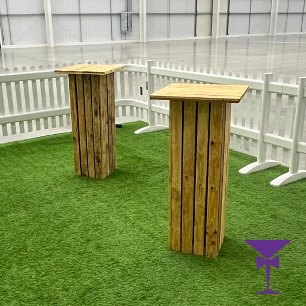 Wood Poseur Cocktail Table Hire