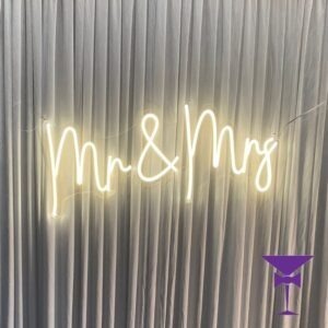 mr-mrs-led-neon-close-up - Mr & Mrs LED neon sign hire Surrey, Kent, Sussex & London