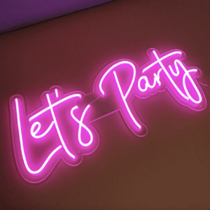 Lets-Party-LED-Neon-Hire-Surrey-Kent-Sussex-London - LED neon lets party sign for hire in Surrey, Kent, Sussex & London. The perfect add on for a UV Neon Retro Party.