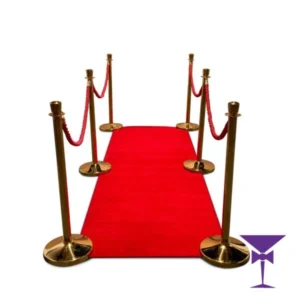 3-Metre-Red-Carpet-Package-Gold-Ropes - 3 Metre Red Carpet Package with Gold Posts for hire in London & South East